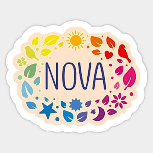 Nova name with colorful leaves Sticker